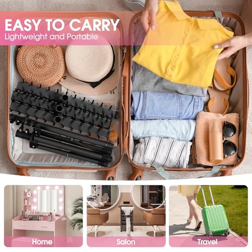 Klvied Braiding Hair Rack Standing 144 Pegs, Height Adjustable Hair rack, Heavy Duty Braid Racks with Tray and Carrying Bag, Black (48.2"-62.9")