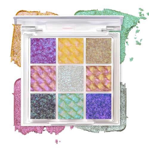 9 Color Multichrome Eyeshadow Palette,Sparkling Chameleon Glitter Shifting Eye Shadow, High Pigmented Waterproof Long-Lasting Vegan Makeup Palette (01) (02)