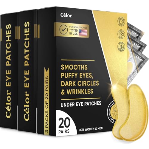 Celor Under Eye Patches for Puffy Eyes and Dark Circles - Eye Masks with Amino Acids & Collagen, Eye Care for Wrinkles - Birthday Gift for Women - Skincare Self Care - USA Tested (60 Pairs)
