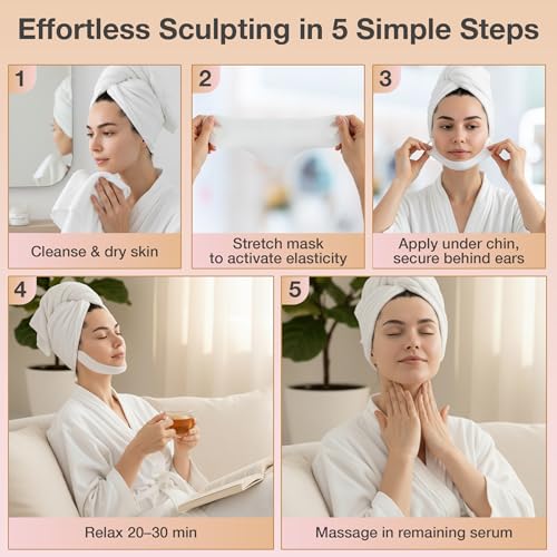 V Line Lifting Neck & Chin Mask ? Jawline Shaper & Double Chin Reducer ? Face Lift & Skin Tightening ? Retinol, Collagen, Hyaluronic Acid & Aloe Vera ? Anti-Aging Neck Firming Mask ? 5 Pack