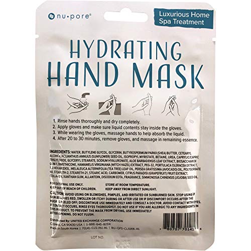 Nu-Pore Moisturizing Gloves ? Hand Mask for Dry Hands and Moisturizer with Jojoba Oil and Aloe Vera to Help Repair and Soothe Extra Dry Skin, Paraben & Latex Free (24 Pack)