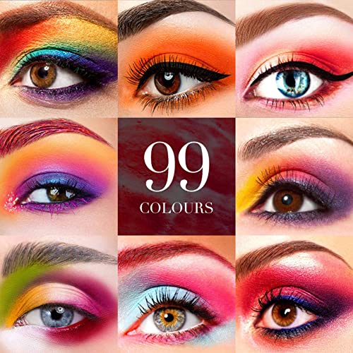 99 Colors Eyeshadow Palette, Colorful Eyeshadow Palette, Professional Matte Shimmer Glitter Rainbow Makeup Pallet, Colorful Long Lasting Highly Pigmented Eye Shadow Valentine's Day Gifts for Women