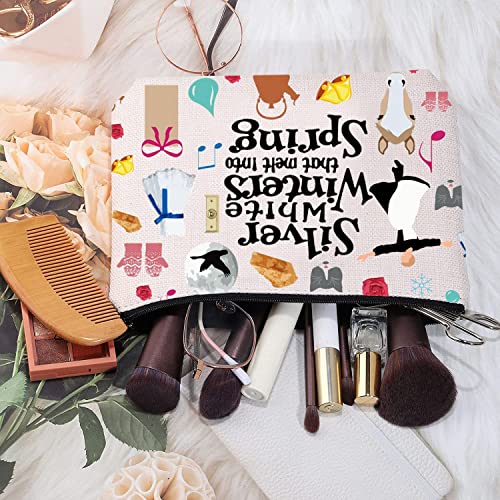 MEIKIUP The Sound of Inspired Music Gifts Musical Cosmetic Makeup Bag Musical Theatre Fans Gift Musical Makeup Zipper Pouch (Silver White Bag)