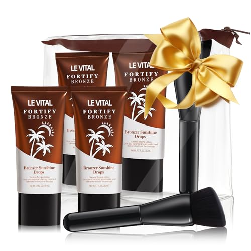 Le Vital Instant Bronzing Gel for Face & Body ? Water-Resistant, Transfer-Resistant Body Bronzer with Vitamin E & Avocado Oil ? Self-Tan Effect, Includes Applicator Brush ? Pack of 2 (1.7oz Each)