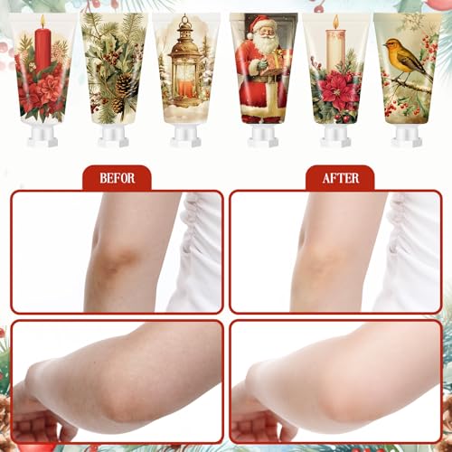 48 Pcs Christmas Hand Cream Bulk Gift Set Retro Christmas Mini Hand Lotion Travel Size Moisturizing Body Cream for Women Homeless Birthday Xmas Gift Stocking Stuffer