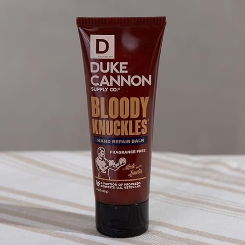 Duke Cannon Bloody Knuckles Hand Repair Balm - Unscented Moisturizing Cream, Non-Greasy Lanolin Formula for Dry, Cracked Hands, 3 oz. (Travel Size)