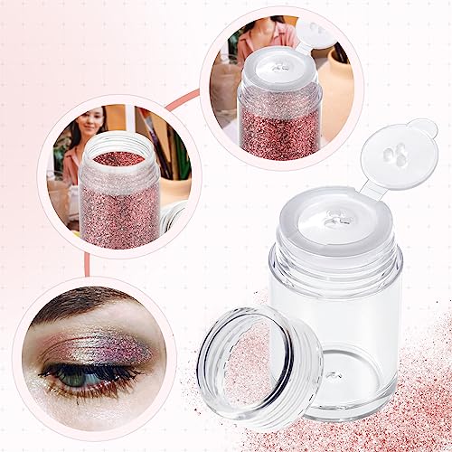 RAYNAG 6 Pieces Mini Empty Loose Powder Bottle, Travel Size Glitter Containers Eye Shadow Powder Shaker Bottle with Sifter and Lids (3 hole)