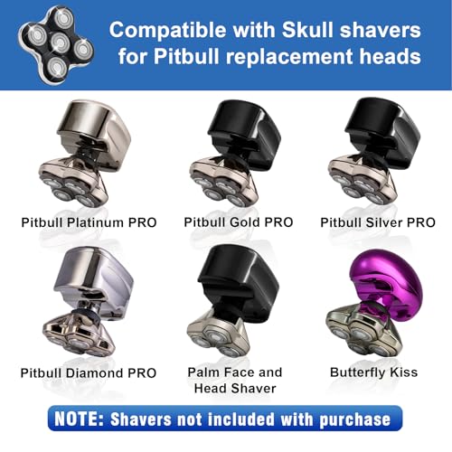5 Blade Shaver Replacement Head Compatible with Skull Shaver for Pitbull Gold PRO/Pitbull Platinum Pro Shaver Heads (2 Pack