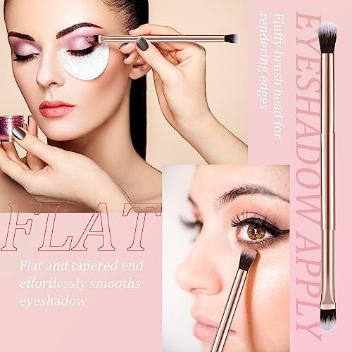 Bokon 50 Pcs Eyeshadow Smudge Brush 2 in 1 £¬ 2 Double Ended Concealer Brush Under Small Soft Firm Pointed Foundation Makeup Applicator for Blending Eye Shadow Liner