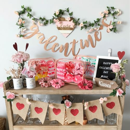 24 Pcs Galentines Day Party Favors Valentine Gifts Bulk BFF Gift Idea for Women Coquette Party Supply Galentine Socks Bestie Headband Scrunchies Pink and Red Bag for Friend Gathering Pool Day Birthday