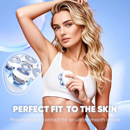 Electric Razors for Women - Upgraded Magnetic Electric Shaver for Women, Cordless Painless Hair Remover for Legs Bikini Face, Lady Trimmer for Sensitive Skin, Detachable and Waterproof, Blue