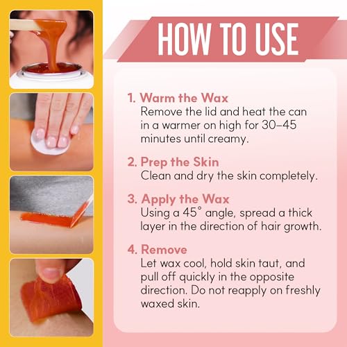 Gigi Neon Soft Wax, Papaya ? Hair Removal Wax for Sensitive Skin & Body, Salon & At-Home Waxing for Women, 14 Oz