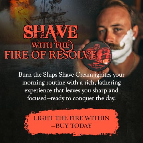 Burn The Ships Shaving Kit | Ceramic Skull Shave Bowl & Cream | Wet Razor Lather Mug | Hot Scuttle for Traditional Grooming | Shaving Soap Gift Set | Barber Accessories for Men