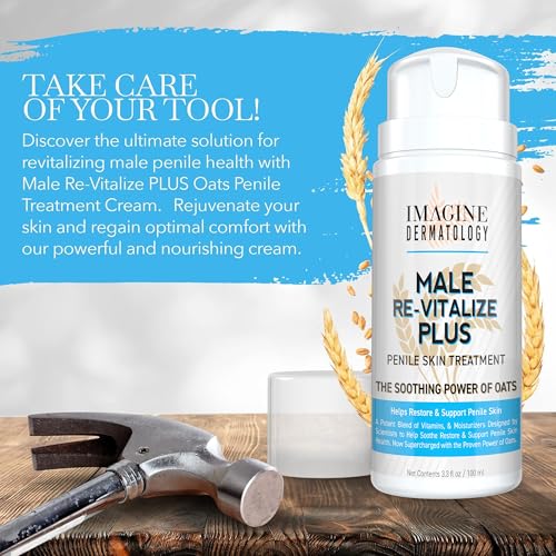 Male Re-Vitalize PLUS - Oats Penile Health Cream for Men - Relieve, Restore and Support Skin - Moisturizing Penile Cream - TSA Compliant Size (3.3 fl oz/100ml)