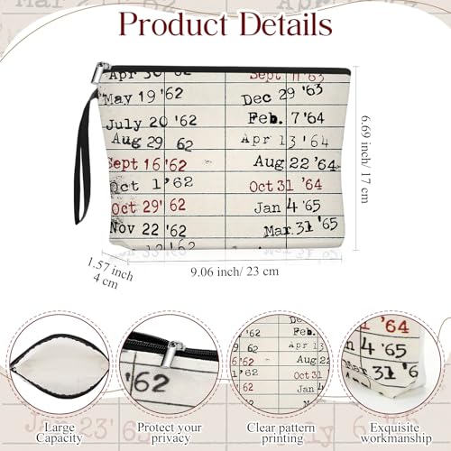 Sieral 10 Pcs Library Book Club Gifts Bookish Pouch Book Lover Gifts Bookish Zipper Canvas Pouch for Women Library Due Date Card Makeup Bag Back to School Party Favors