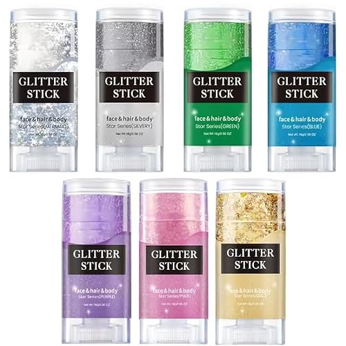 Body Glitter Stick 11 Colors Holographic Mermaid Sequins Chunky Face Glitter Stick Singer Concerts or Music Festival Rave Glitters Makeup for Face/Body/Hair/Eyes/Lip (01 Gold)