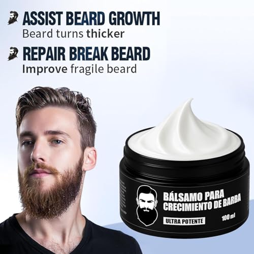 Estimulante Para Barba ? B?lsamo de Crecimiento Ultra Potente, Beard Stimulating Balm, Moisturizes & Strengthens Beard, 100 ml / 3.5 oz
