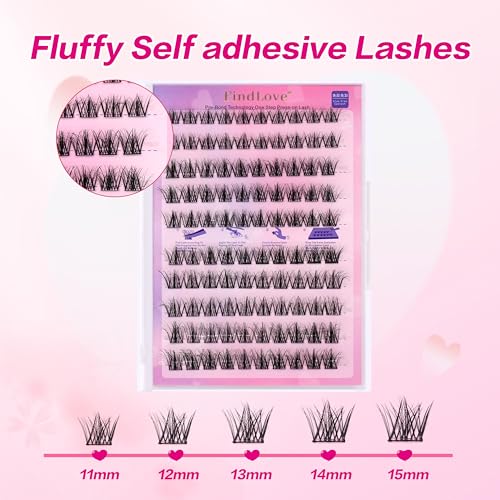 Reusable Adhesive Eyelashes Natural Look Self Adhesive False Eyelashes Lash Clusters No Glue Needed Fake Press on Clusters Eyelash Extension Waterproof Glue-free Realistic Eyelashes Pre Bond Lashes
