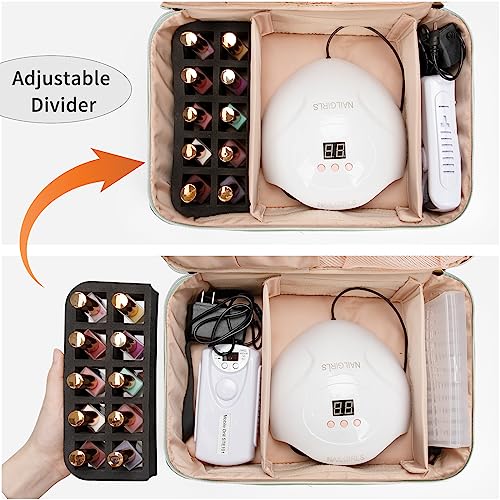 Ethereal Nail Polish Organizer Case, Holds 50+ Bottles (15ml/0.5 fl.oz) Nail Lamp, Gel Polish Travel Case Bag for Nail Suppiles, Gift for Manicurist, Girls