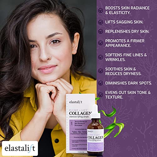 Elastalift Collagen Serum For Face | Collagen Face Serum For Skin Tightening Helps Lift, Plump, & Firm Sagging Skin | Serums For Skin Care | Anti Wrinkle Boost, Fragrance Free, 1.75 Fl Oz
