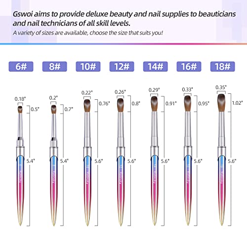 100% Kolinsky Acrylic Nail Brush Size18,Pure Handmade Round Shape (Size 8/10/12/14/16/18) Nail Brushes for Acrylic Application Professional Nail Art Brush Manicure for Women (#18)
