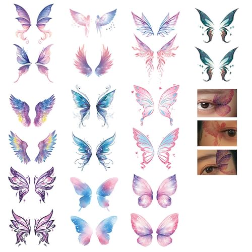 10sheets Glitter Butterfly Makeup Tattoo For Women Girls Butterfly Wings Eye Temporary Stickers Waterproof Fake Face Butterflies Tattoos Accessories For Halloween Festival Party Eye Decor