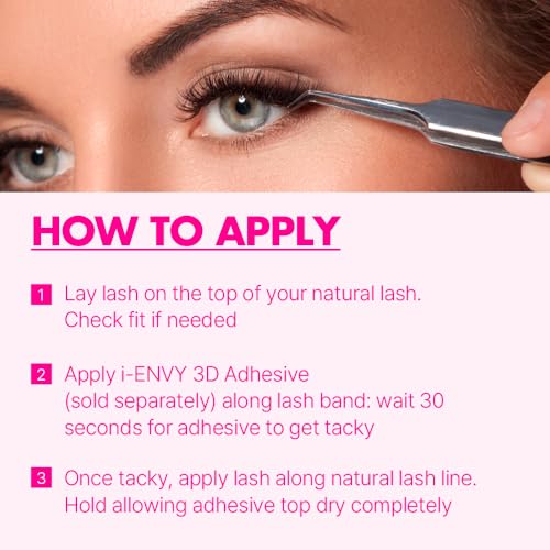 i-ENVY 3D False Lash, 3 Pairs Fluffy & Wispy Multi-Angle Volume Strip Eyelashes, DIY Lash Extension Look With Clear Band, Glamorous & Dramatic Natural Curl from 3D Collection, Easy to Apply & Reusable