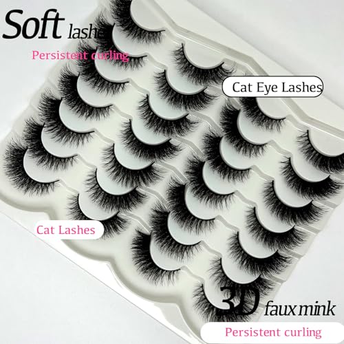 Cat Eye lashes Natural Look Short Fox Cateye Fluffy Strip Lashes Pack 3D C Curl Soft Faux Mink Fake Eyelashes