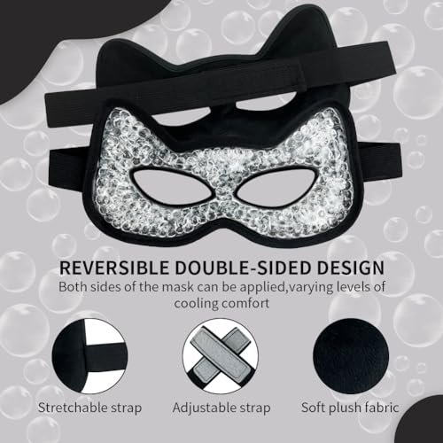 Cooling & Heating Eye Mask - Hot/Cold Use for Puffy Eyes, Headaches, Migraines, Sinus & Dark Circles (2 Packs Black)