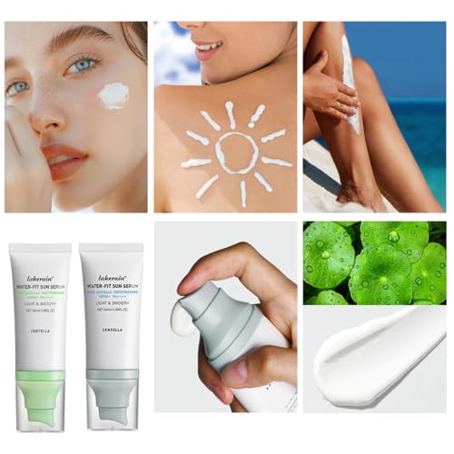 Centella Sunscreen SPF 50,Face Sun Screen Long-Lasting Protection,Madagascar Sunscreen, NO White Cast-Dry Oily Skincare,Moisturizing Non-ticky Centella Water-Fit Sun Serum for All Skin (2 PCS Blue)