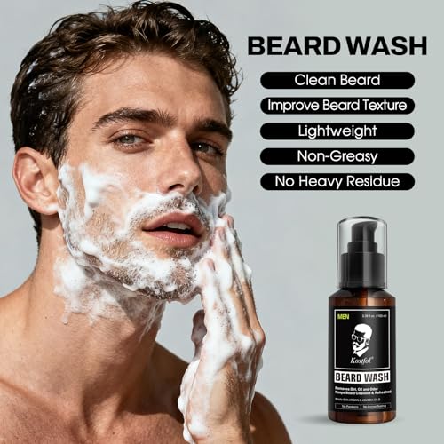 NUSPA NUSPA Face Beard Wash for Full Beards Removes Dirt and Odor Keeps Beard Shampoo Deeo Cleansing Refreshing Face Wash with Argan Jojoba Oils
