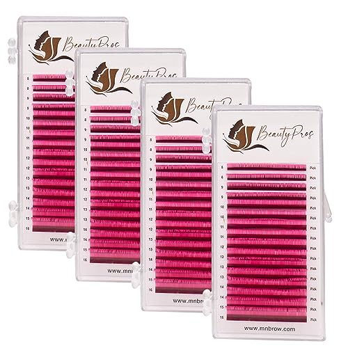 Professional Eyelash Extension Kit ? Curl B,C,D,J & M - Volume Eyelash Extensions Supplies Mix Tray (8-16mm) - 0.03,0.05,0.07,0.015, 0.20mm Thickness (C-Curl - 0.07mm - Pink)