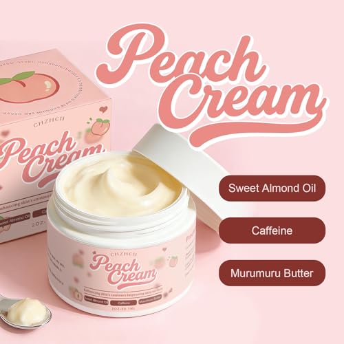 Peach Firming Body Cream | Lightweight Hydrating Moisturizer with Cupuacu Butter & Hyaluronic Acid | Non-Greasy, Quick-Absorbing for Daily Skin Comfort | 2 Oz (Peach)