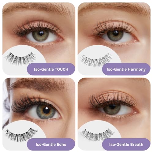 ISOPIA False Eyelashes, Ultra Soft Clear Band Lashes Wispy, Reusable Strip Lashes, Natural Lashes 1s Wearing Starter Friendly Kit (HARMONY)
