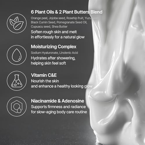 Objet Silky Gleam Body Lotion ? Botanical Plant Oils & Butters with Niacinamide and Vitamin C&E, Deep Barrier Hydration, 24H Glow and Smooth Firm Skin?Premium Korean Body Care, Glowing Orchard (450ml)