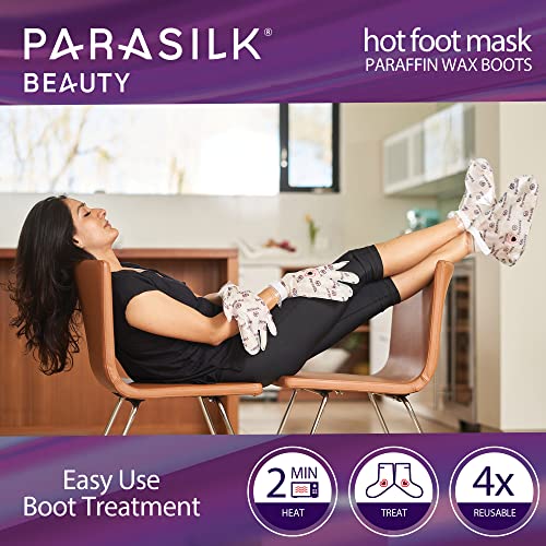 Parasilk Beauty Hot Foot Mask ? 1 Pair Self Contained Paraffin Wax Boots for Intensive Hydration. Infused with Coconut Oil, Argan Oil, Marula Oil, and Vitamin E. One Size Fits Most