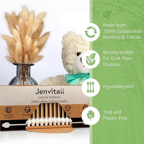 100% Bamboo Swabs for Ears (1000-Pack) - Safety Cotton Swabs for Baby & Personal Care | Safe, Organic Bamboo Baby Ear Cleaner | FSC Certified & Hypoallergenic, Made for All Ages & Pets