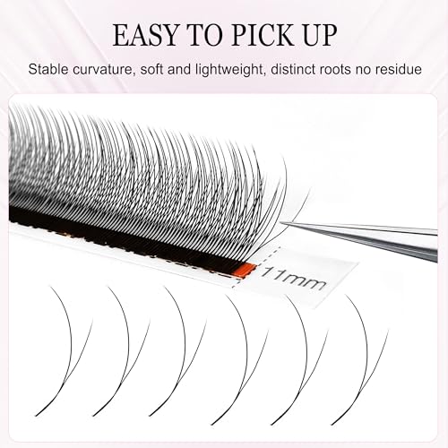 CoMango Fox EyeLashes Extension 2D Fans Flying YY Lashes Y Shaped Wispy Lashes Foy YY Lashes Mink Premade Lash Fans C/D Curly Natural Fluffy Handmade Individual Eyelash Fans(Black,2D-LC-mix8-13mm)