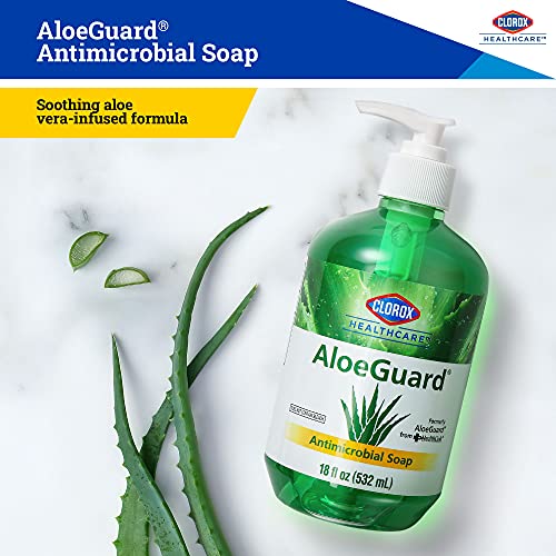 Clorox Healthcare AloeGuard Antimicrobial Liquid Hand Soap with Pump, Gentle and Moisturizing Hand Soap Bottle with Aloe Vera - Handwash for Healthcare & Everyday Use, 18 Fl Oz