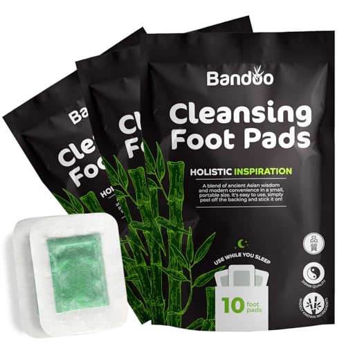 Bandoo Foot Pads ? Premium Natural Bamboo Vinegar & Tourmaline Material, Japanese Foot Care for Men & Women - 30 Count