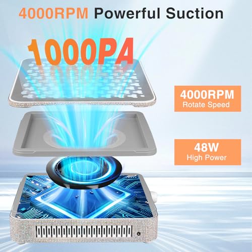IMENE Rechargeable Nail Dust Collector, 10-Gear Powerful Cordless Nail Fan Dust Collector for Nails Vacuum Duster Professional Dust Collector for Nail Tech