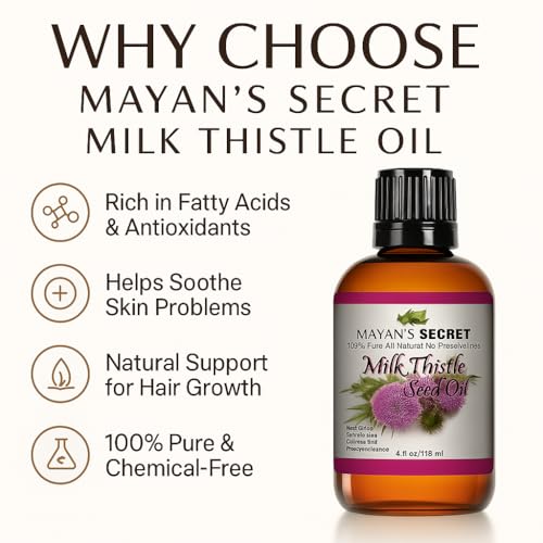 Mayan's Secret Milk Thistle Seed Oil Pure Cold Pressed Rich in Vitamin E and for Aging Skin