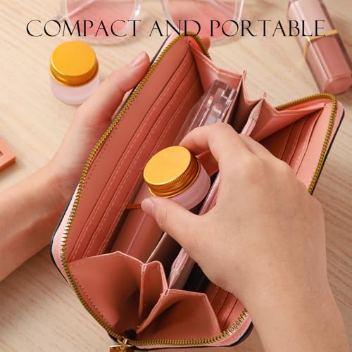48 pack 10ml Frosted Glass Jars with Gold Lids Small Empty Travel Lotion Containers with Inner Liner Airtight Cosmetic Holder with Labels for Lip Balm Creams Body Butter