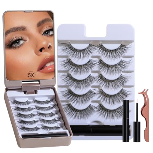 BS-MALL False Eyelashes ? Wispy Lashes 100% Handmade Natural Look, Reusable & Durable, Includes 5X Magnifying Mirror and Application Kit (Style03)