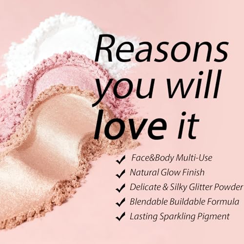 Highlighters Makeup Palettes,Face Glitter Glow Makeup Natural Glow Finish,Face Body Highlighters & Luminizers, Pearl Shimmer Highlighter Makeup Smooth Baked Powder,02-Sun Glow