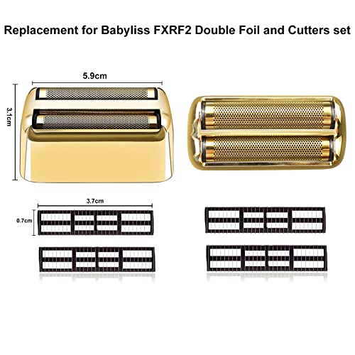 Professional Replacement Foil and Cutters for BaBylissPRO Barberology Double Foil Shaver, Compatible with BaBylissPRO Barberology FXFS2 Shaver (3 gold)