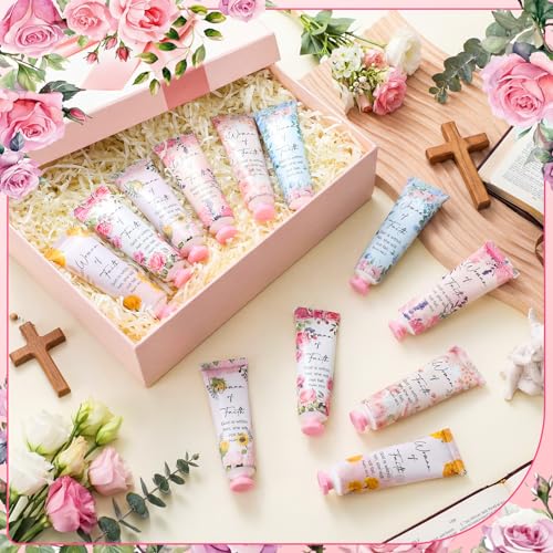 Loopeer 48 Pcs Christian Hand Cream Gifts for Women Bible Verse Scripture Hand Lotion Religious Party Favors Church Prayers Gifts for Women Day First Time Visitors Bridal Shower Mom Teacher Employee