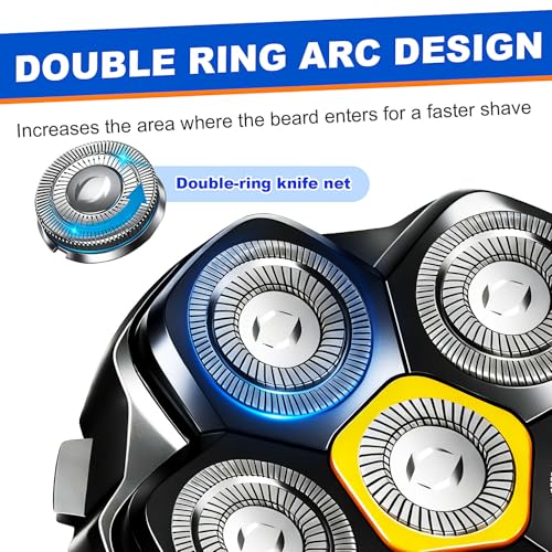 Magnetic 6 Blades Head Shaver Replacement Heads for Many 6D Magnetic Electric Razor,Magnetic 6D Blade Head Compatible with Head Shavers for Bald Men. (3PCS)