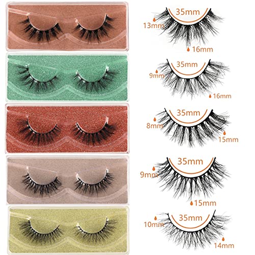 Lashes Fluffy Mink Eyelashes Natural Look 5D Faux Mink False Lash Bulk Cat Eye Fake Eyelash Wholesale Soft Wispy Strip Eye Lashes with Individual Portable Lash Pack