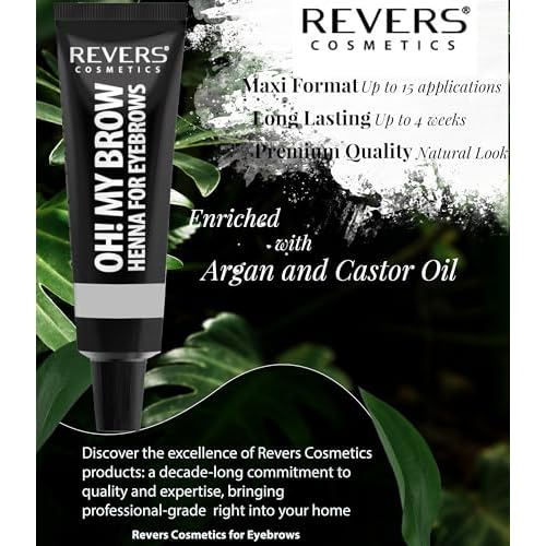 Revers Cream Hair Dye with Argan Oil and Castor Oil, Eyelash and Eyebrow tint , Black Color